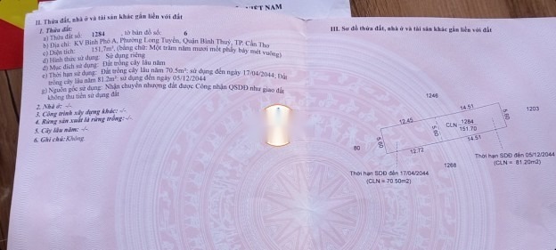 Chính chủ bán đất 151m2 tại Long Tuyền - Bình Thuỷ.Giá cực tốt